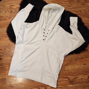 Boho White Hoodie Women's Top Size XL